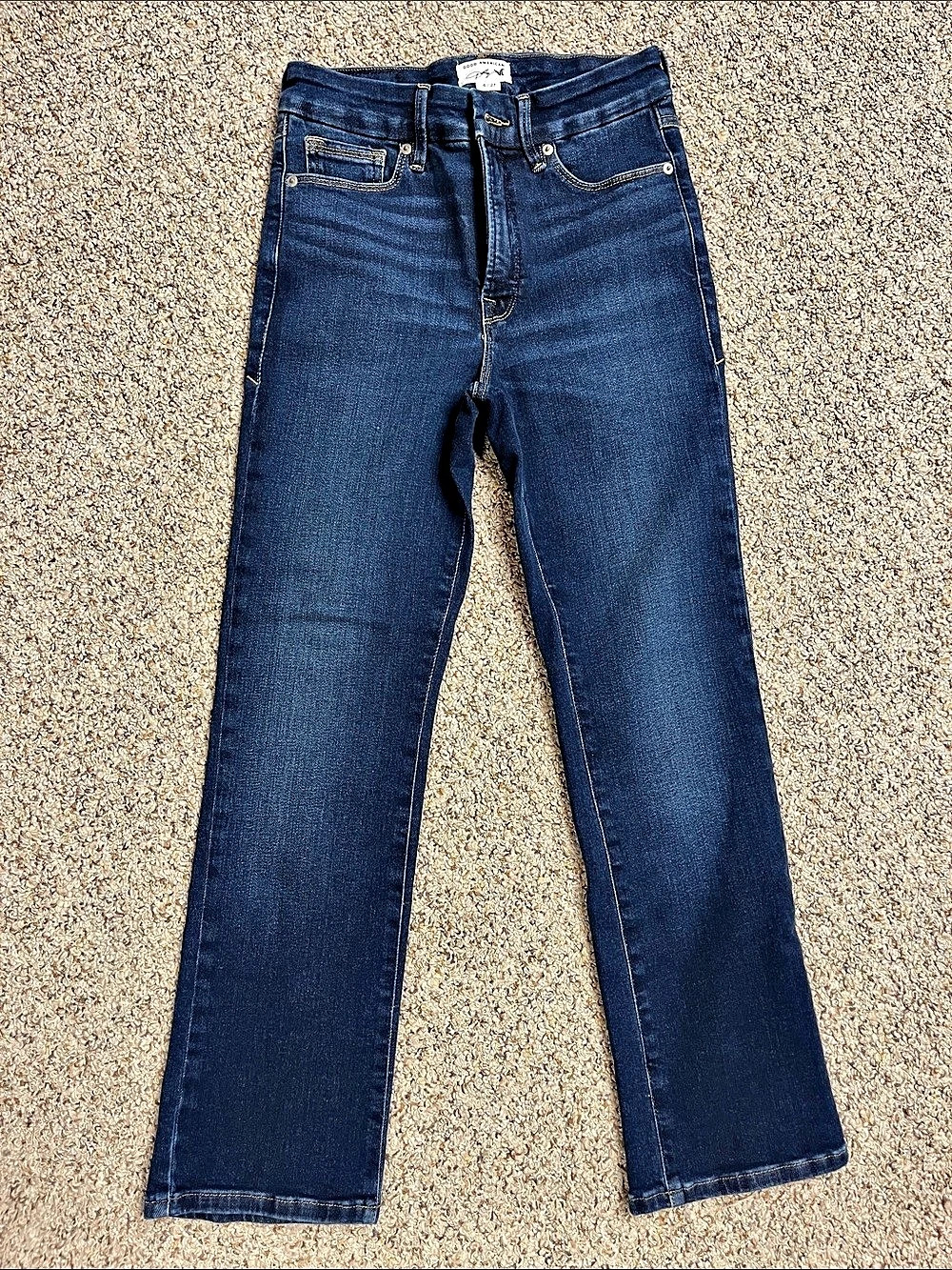 Good American Dolly Straight Jeans Straight Leg Jeans in Blue Waist 27 Like New